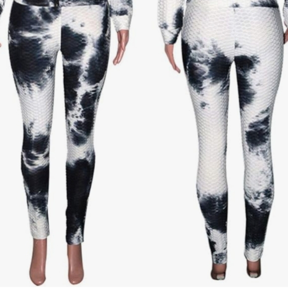 Black and White Tie-Dye Women's Jumpsuit - Picture 3 of 3